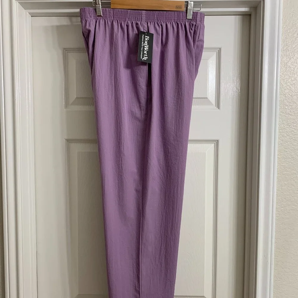 BonWorth Brand Women's Dark Mauve Casual Pants, Size L, NWT - Picture 1 of 4